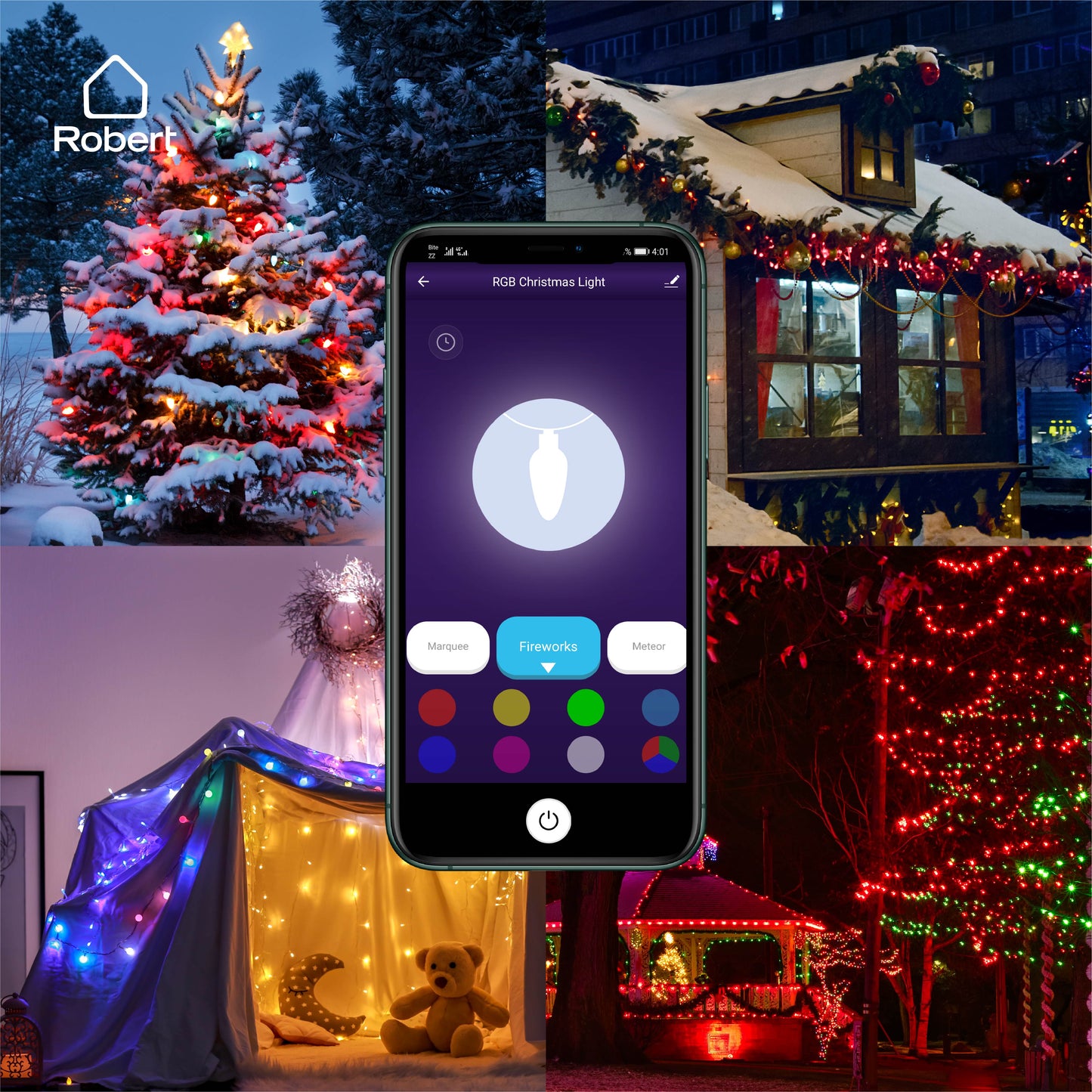 Wi-Fi color changing LED Holiday Lighting String 20m