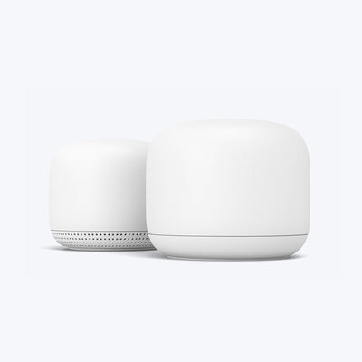 NEST Wi-Fi mesh router system and speaker
