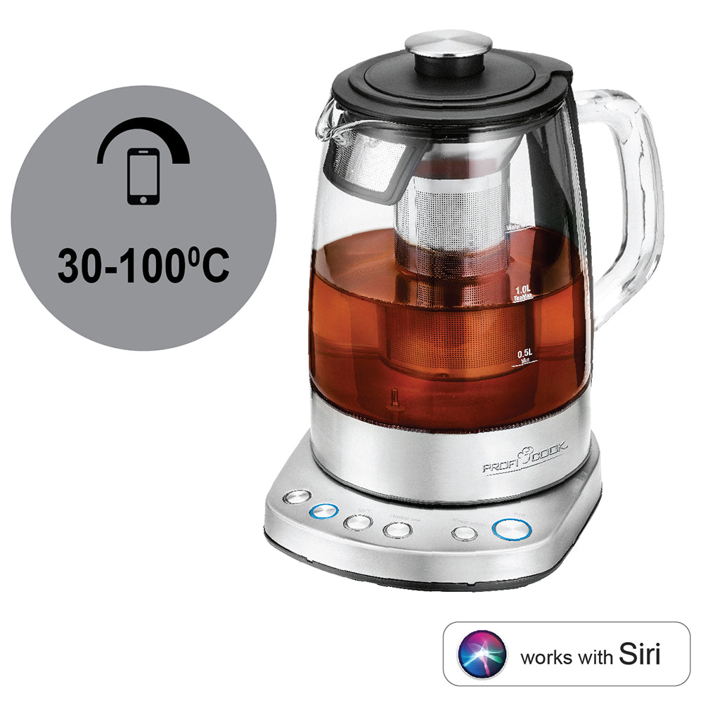 Stainless steel and glass programmable kettle