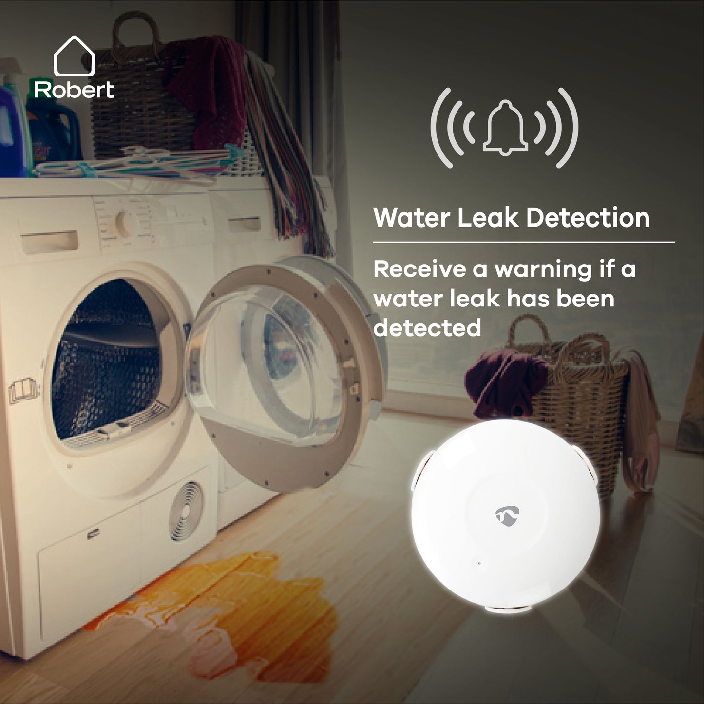 Water leak sensor-siren, 65dB